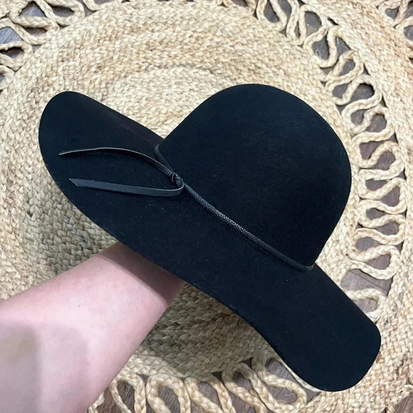 100% Wool Big Brim Hat Black - Picture 2 of 6